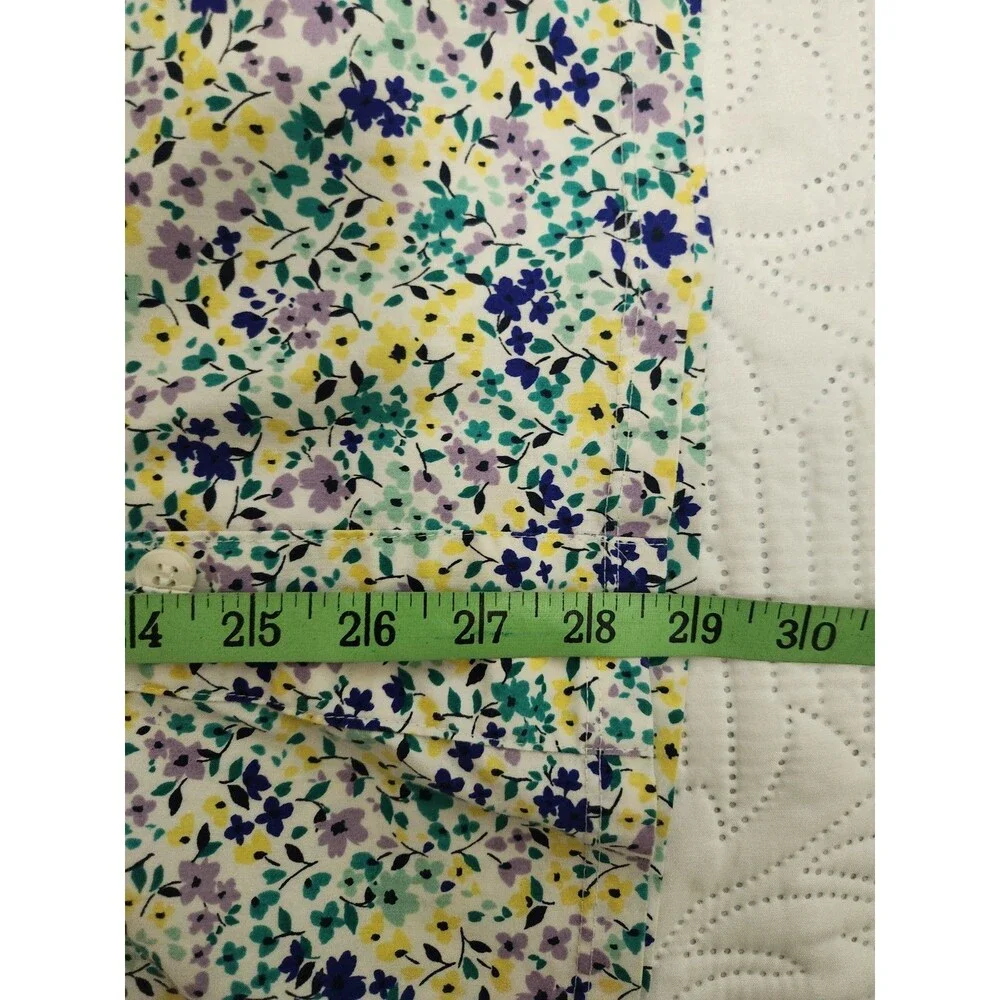 Croft Barrow Womens Top Blouse 3X Purple Floral Button Front 3/4 Sleeve